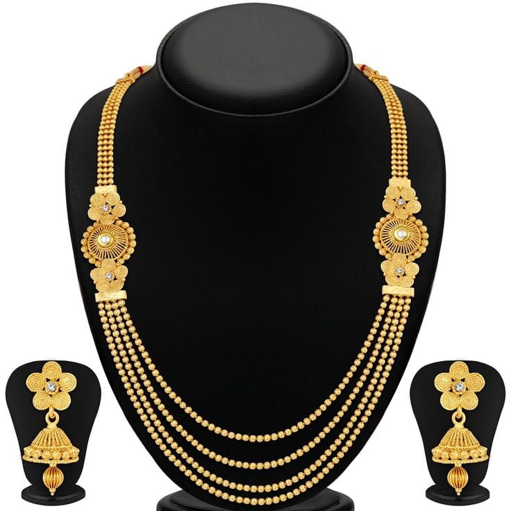 Collier long en or maille travaillée